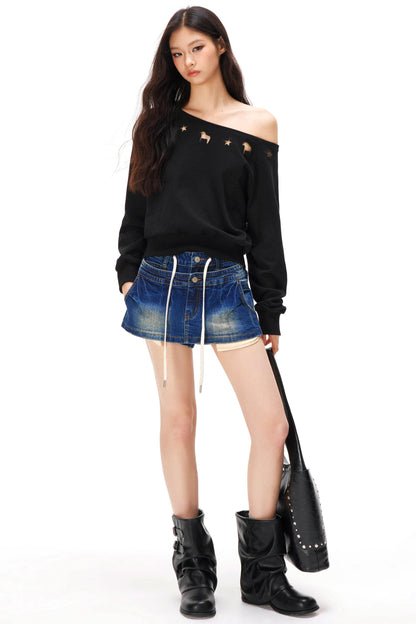 アシメトリカルオフショルダースウェット