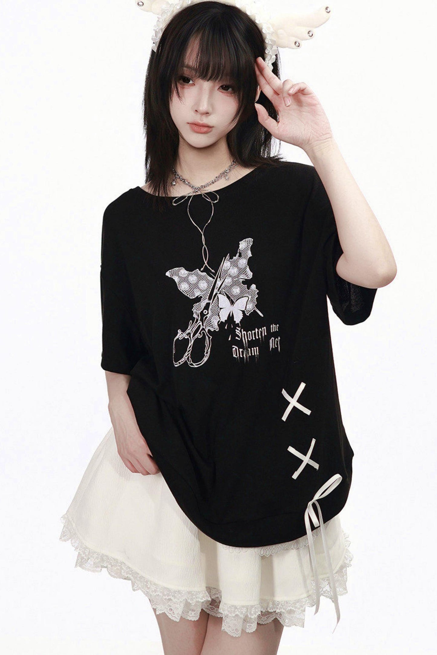 サブカルバタフライTシャツ+スカート+レッグカバー