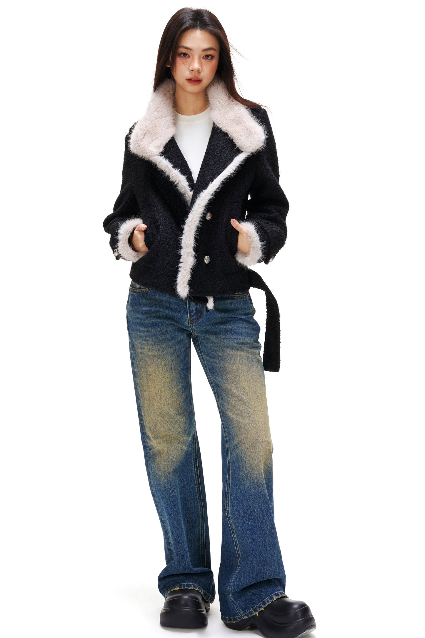 スタンドカラーモードコート