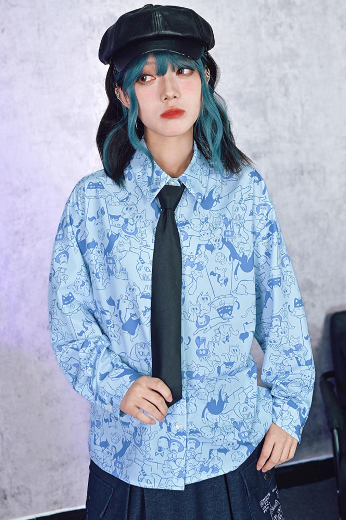 Stellar Meow Full Print Blouse