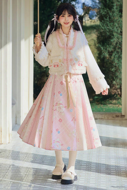 Pink Lamb Pleated Skirt