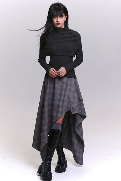 アトモスフェリックケープデザインニットトップ