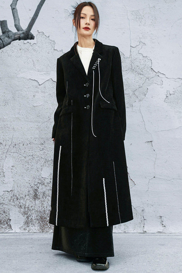 Chenille color block long coat