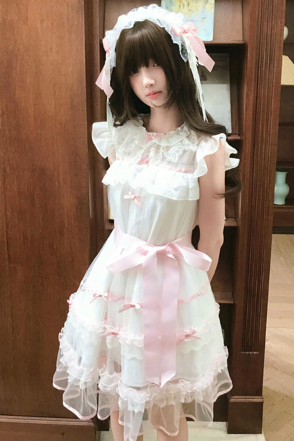 Vestido de tul con volante de ángel