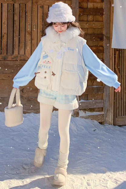 Forest Girl Cartoon Down Vest