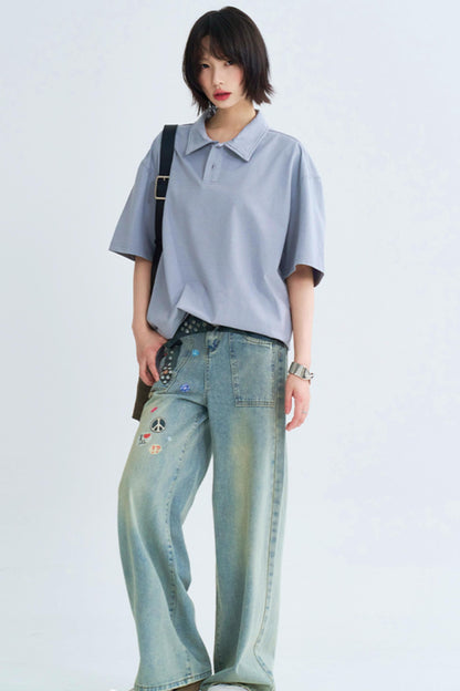 Minimalist Solid Polo Neck Top