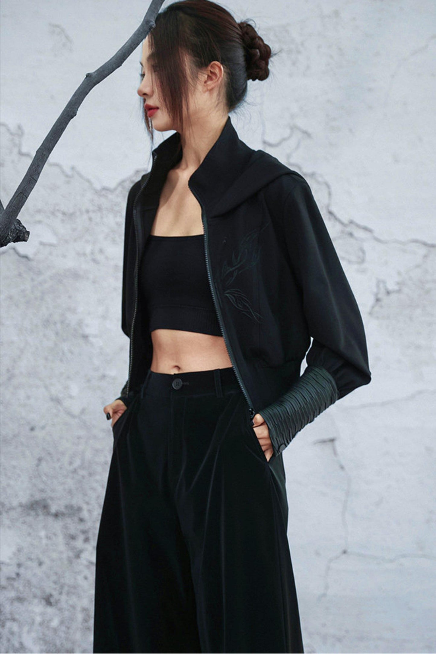 ダークビッグフードショートジャケット