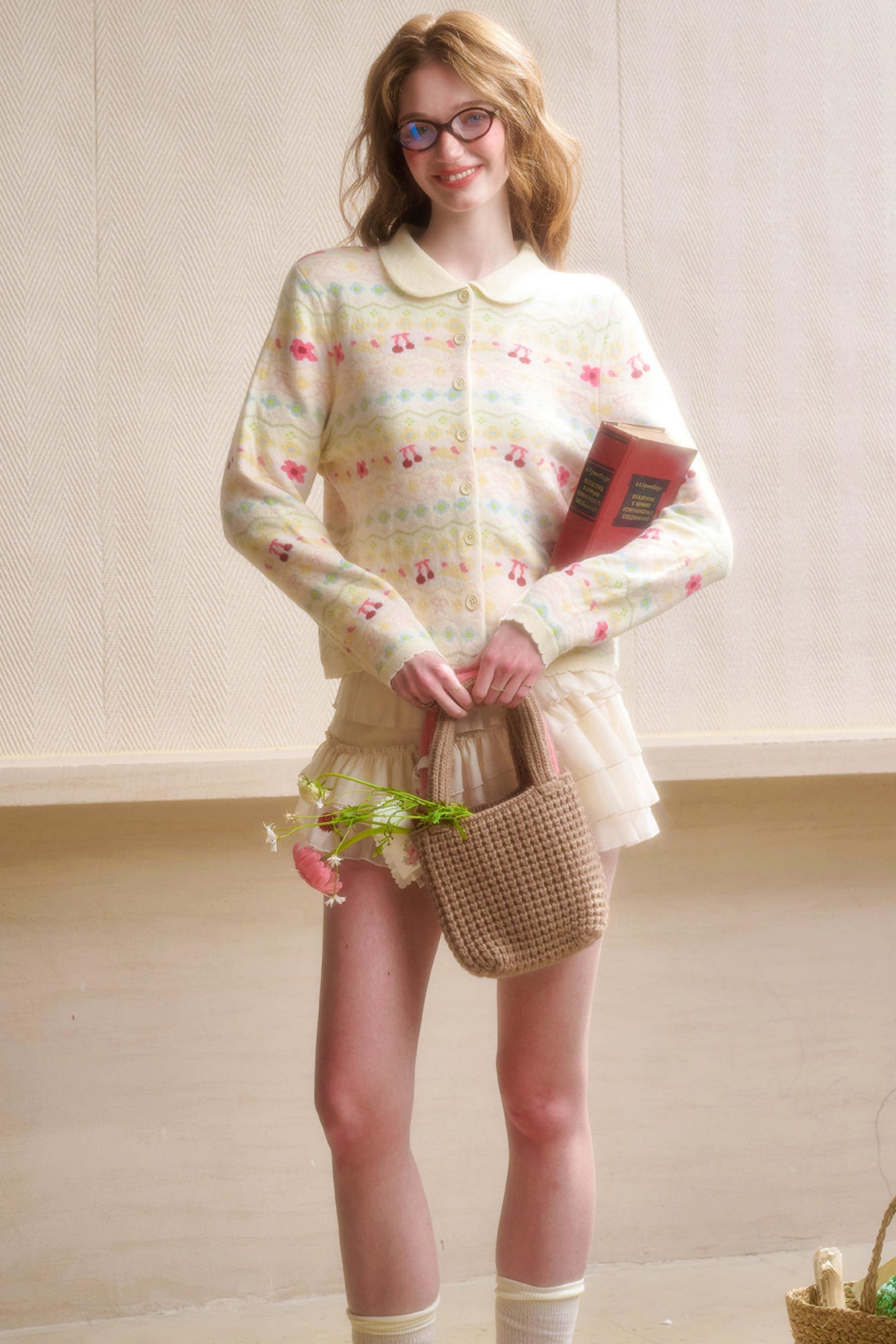 Rainbow Fair Isle Flower Cardigan