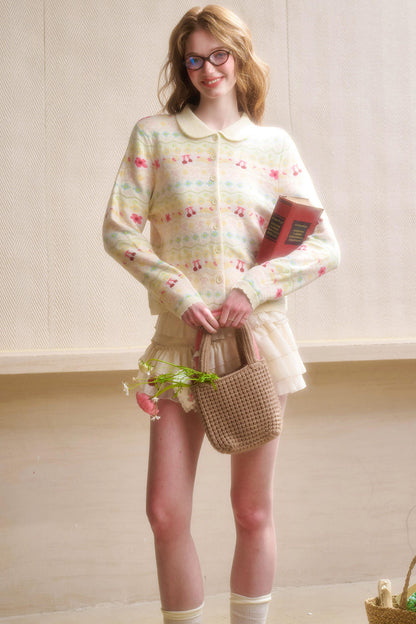 Rainbow Fair Isle Flower Cardigan