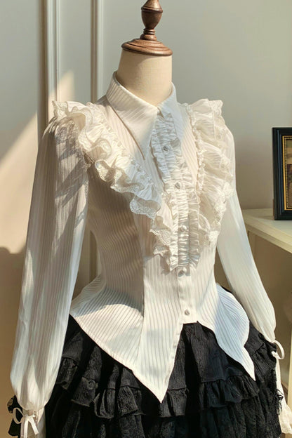 【予約商品】エレガントシフォンランタン袖シャツ