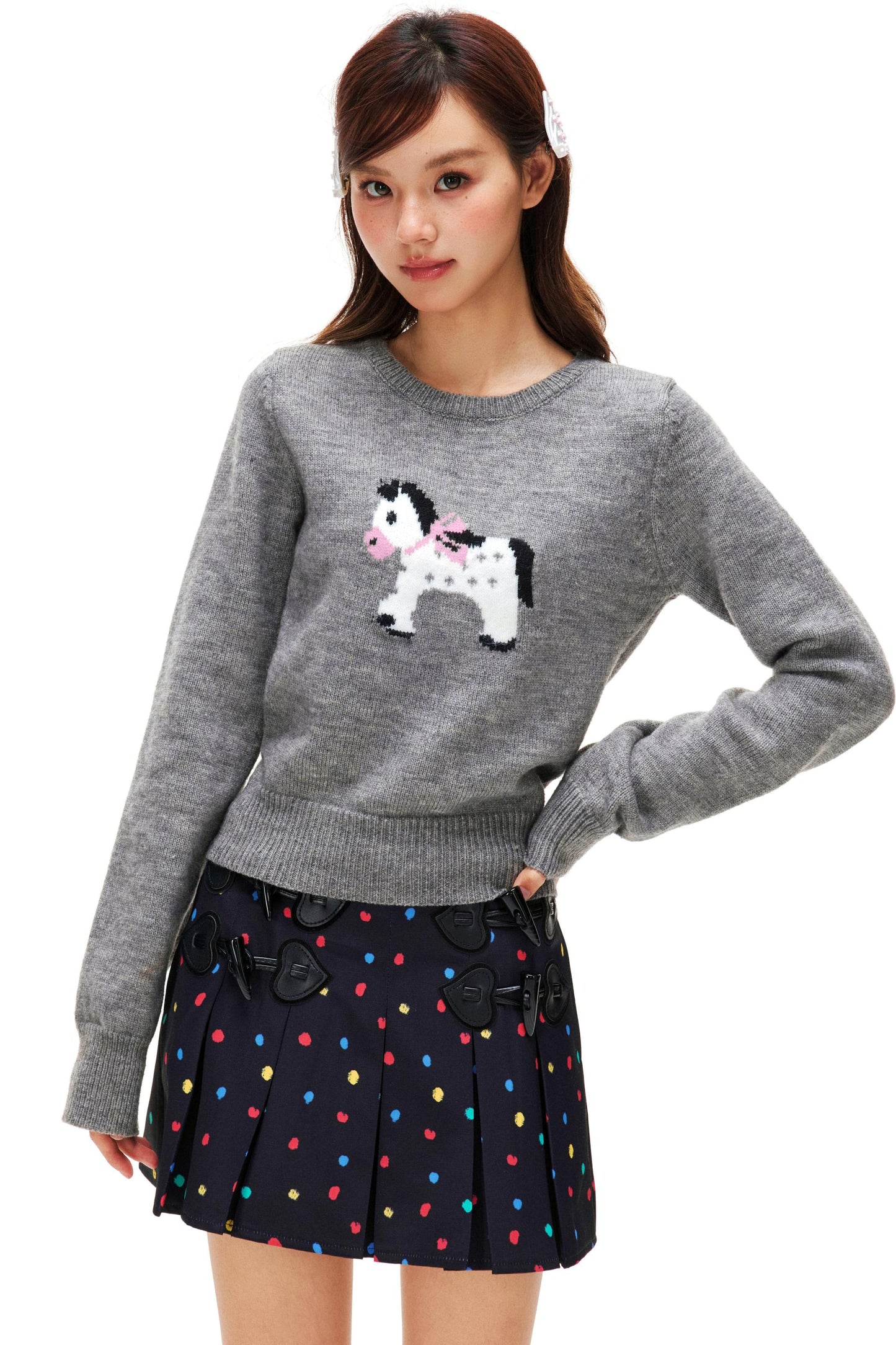 Little Horse Jacquard Sweater + Scarf