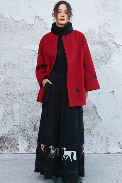 Fayan Embroidered Wool Coat