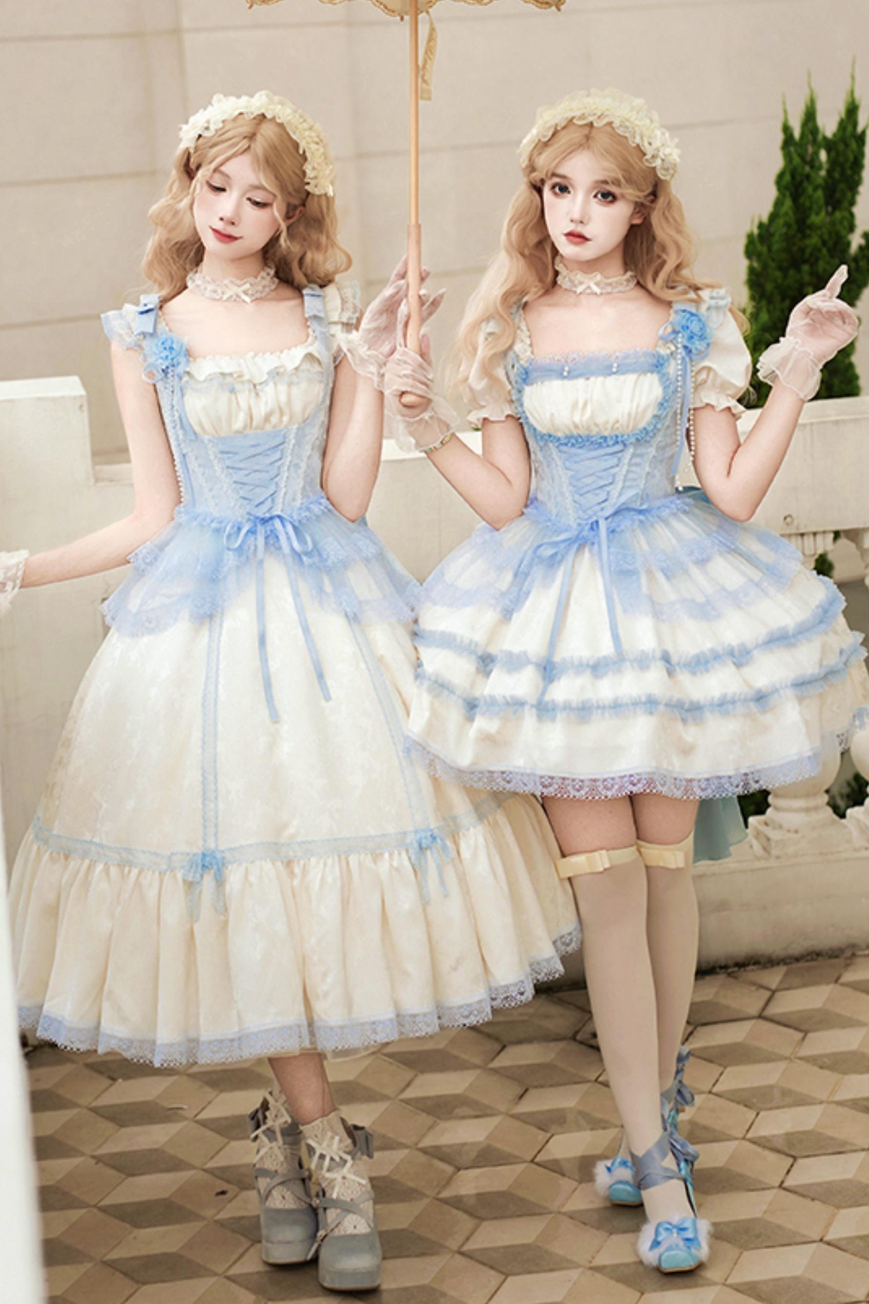 スクエアネックシーソルトジャンパーロリータセットアップ – Belchic