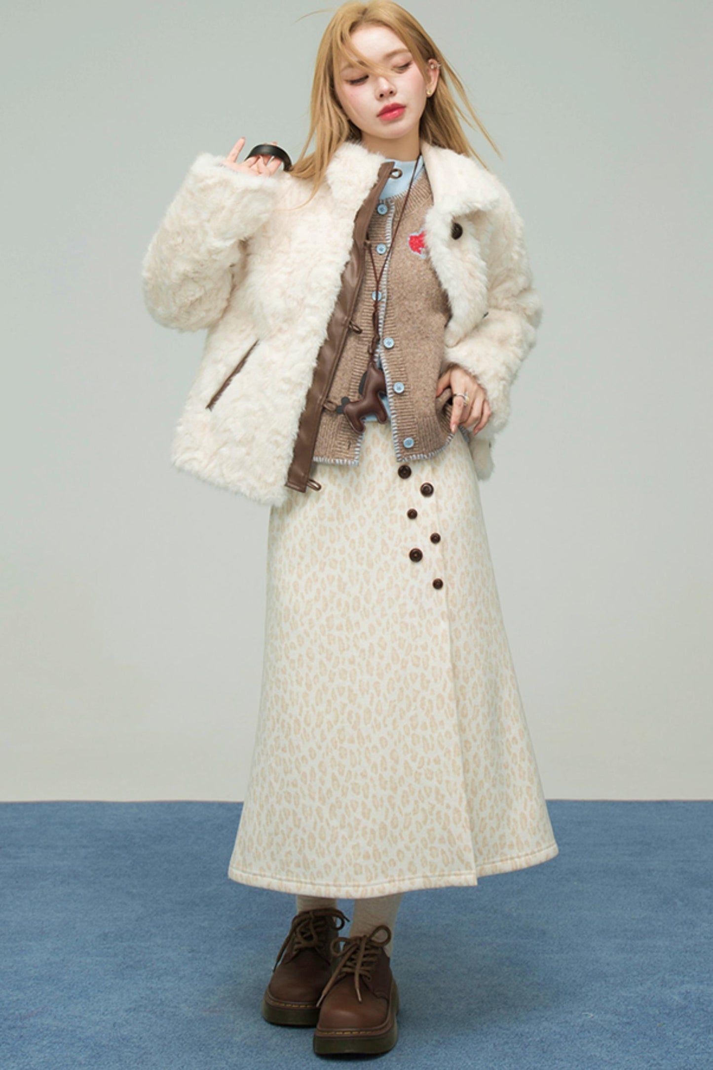 クレイブラウンウールカーディガン