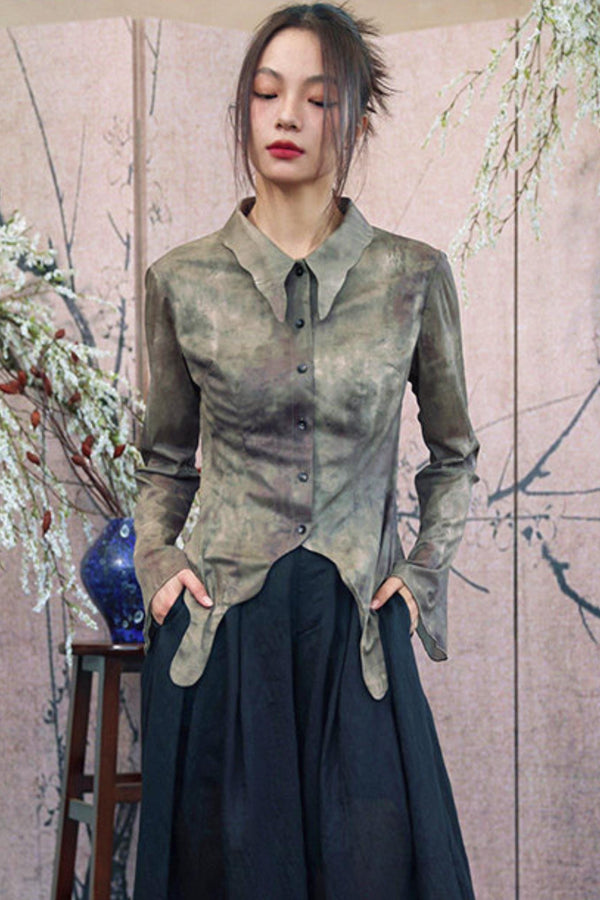 Vintage Green Chinese-Style Blouse