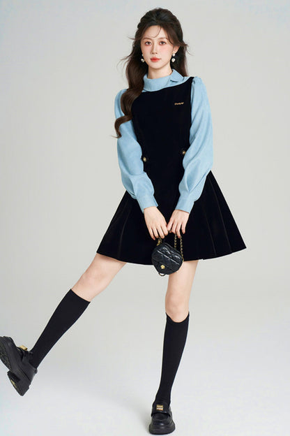 Spliced Velvet Hepburn Dress