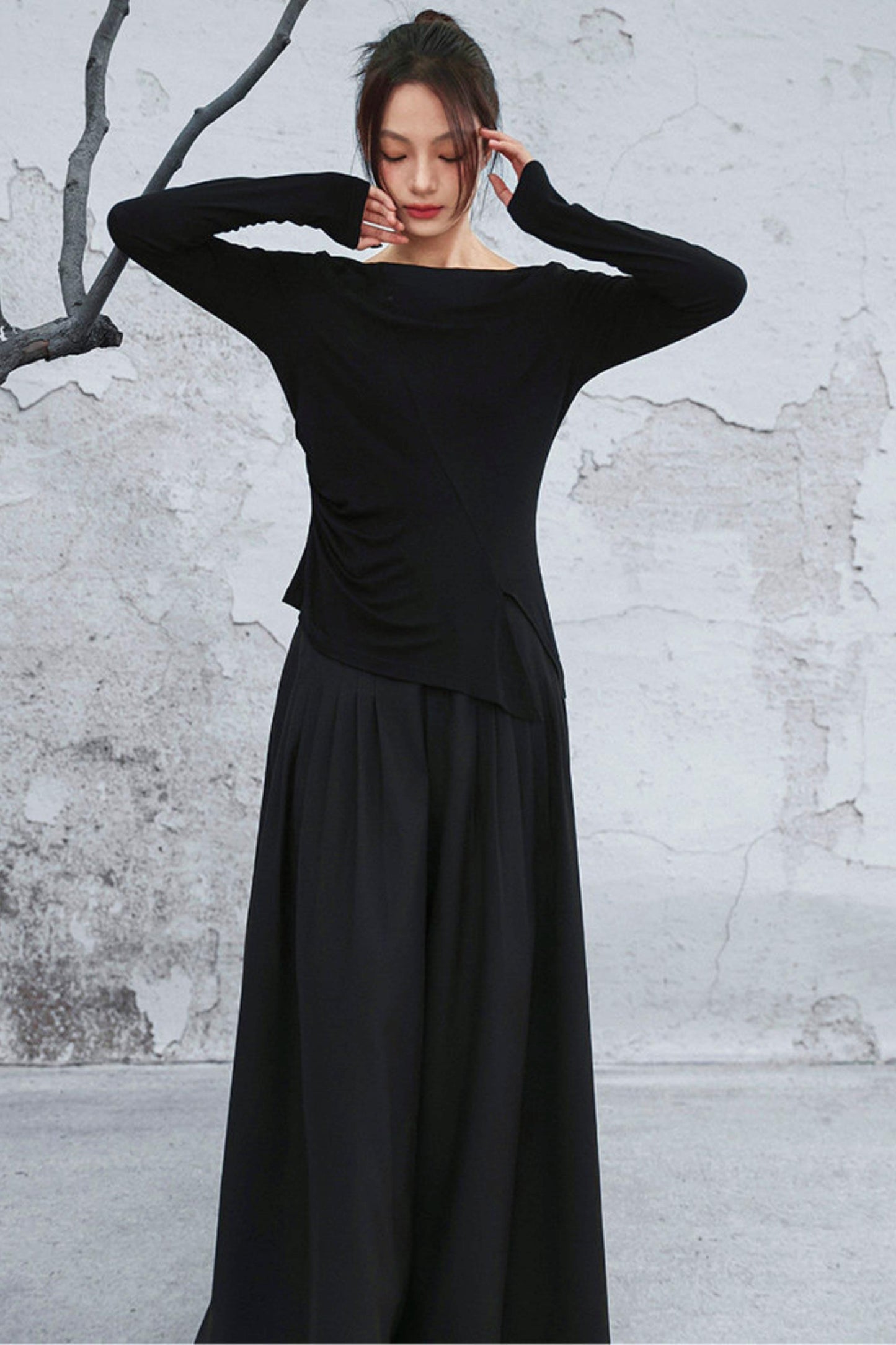 ダークモードワイドレッグパンツ