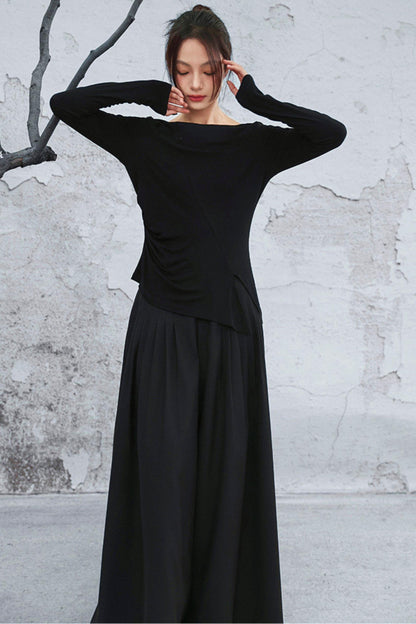 ダークモードワイドレッグパンツ