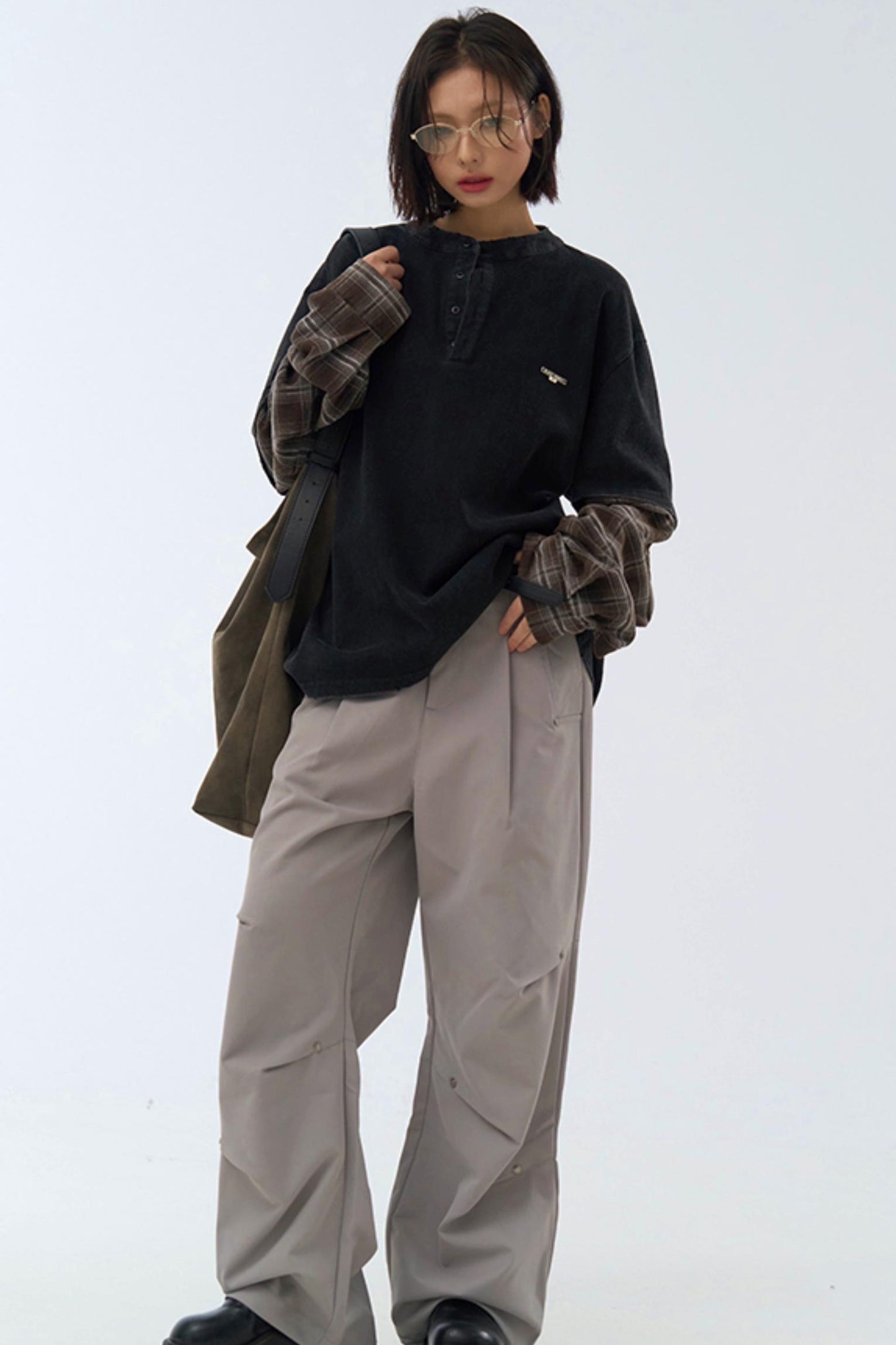 カラーブロックロングスリーブTシャツ