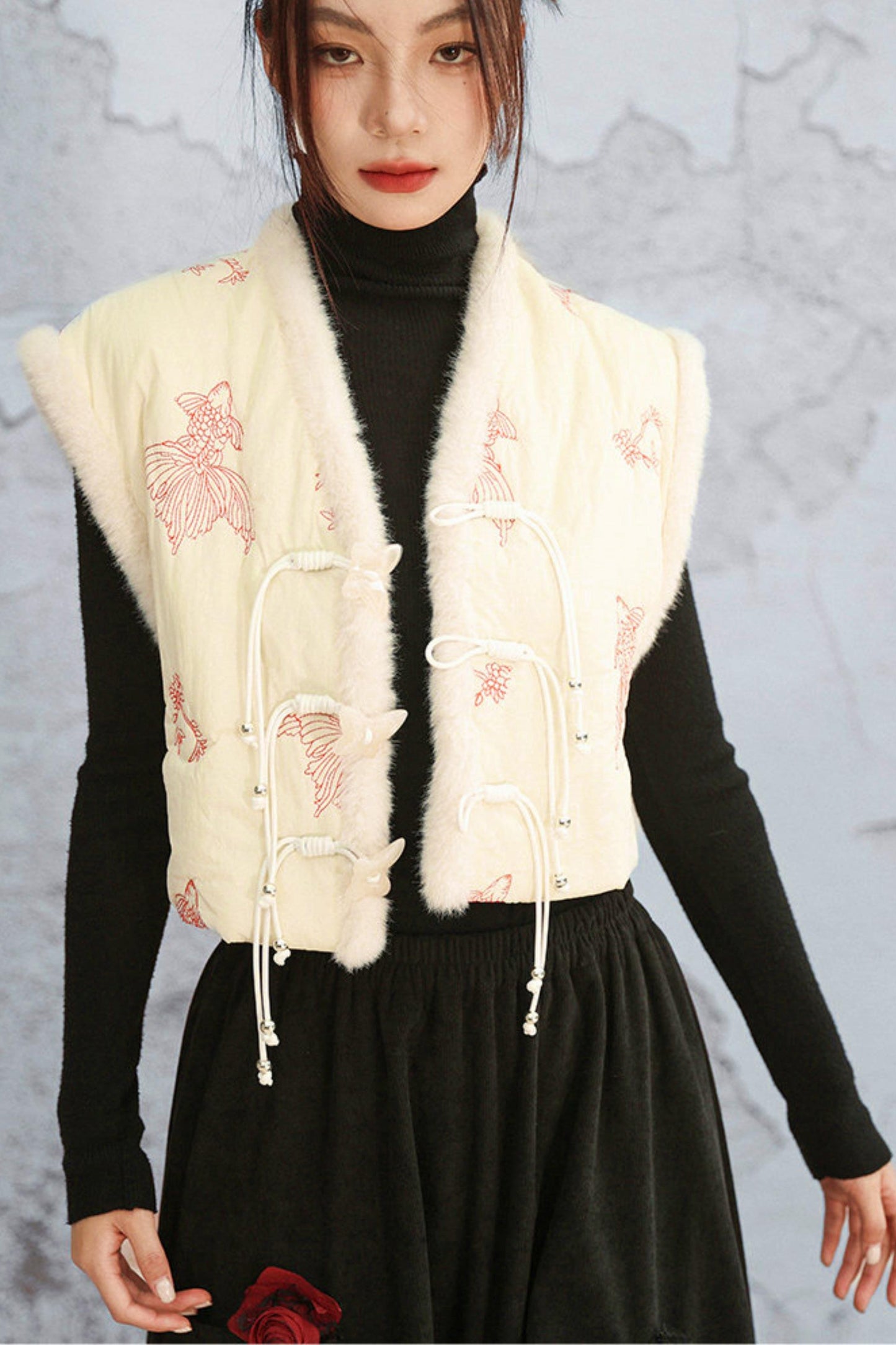 Coy Embroidered Winter Vest