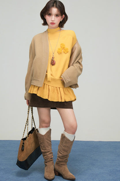 ラテクロワッサンブイネックジャケット