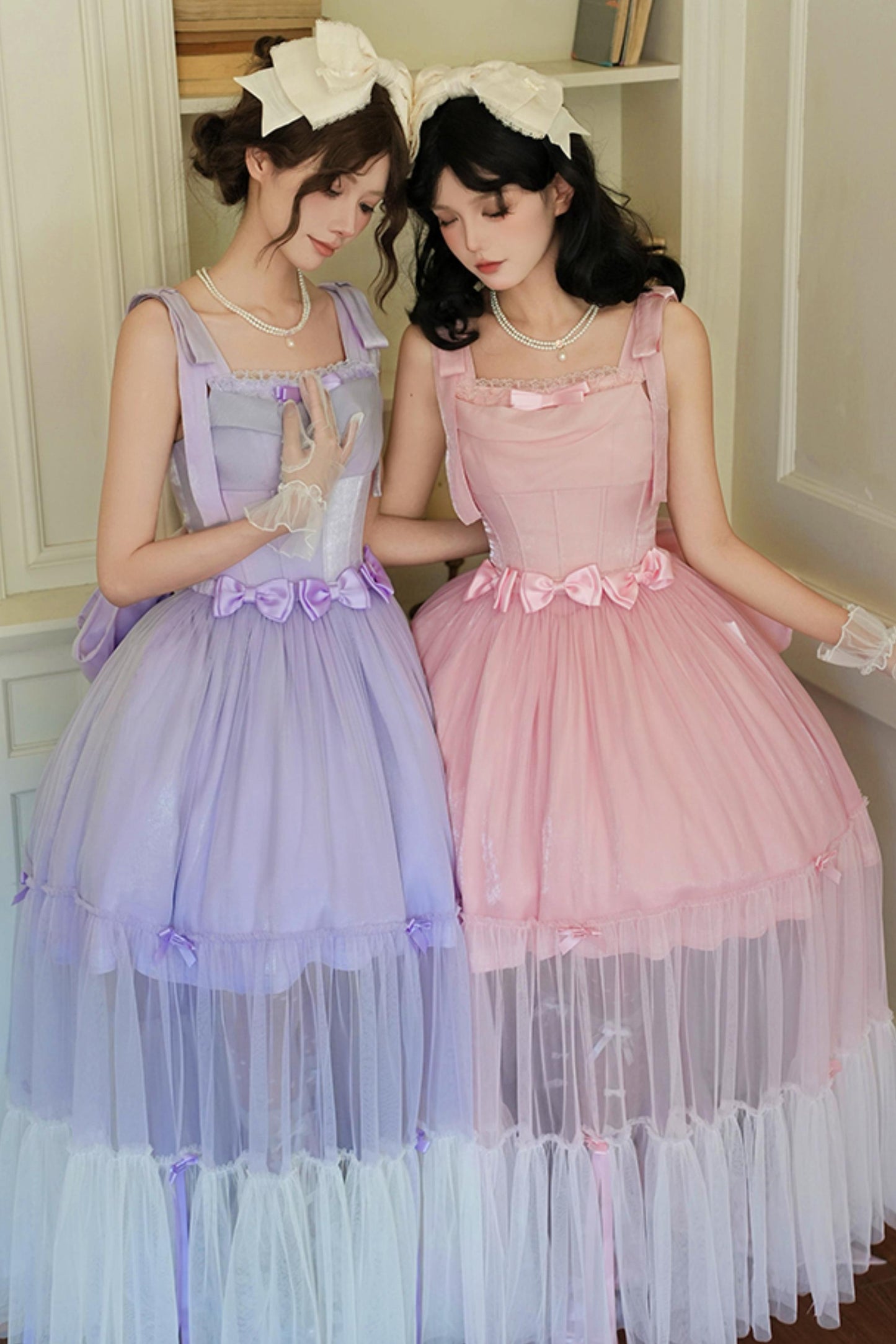 バブルシーヘリンボーンロリータジャンパースカートロリータセットアップ