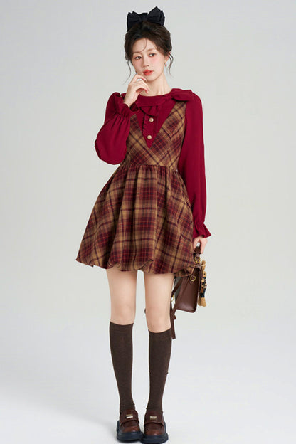 Retro Plaid Sweet Dress
