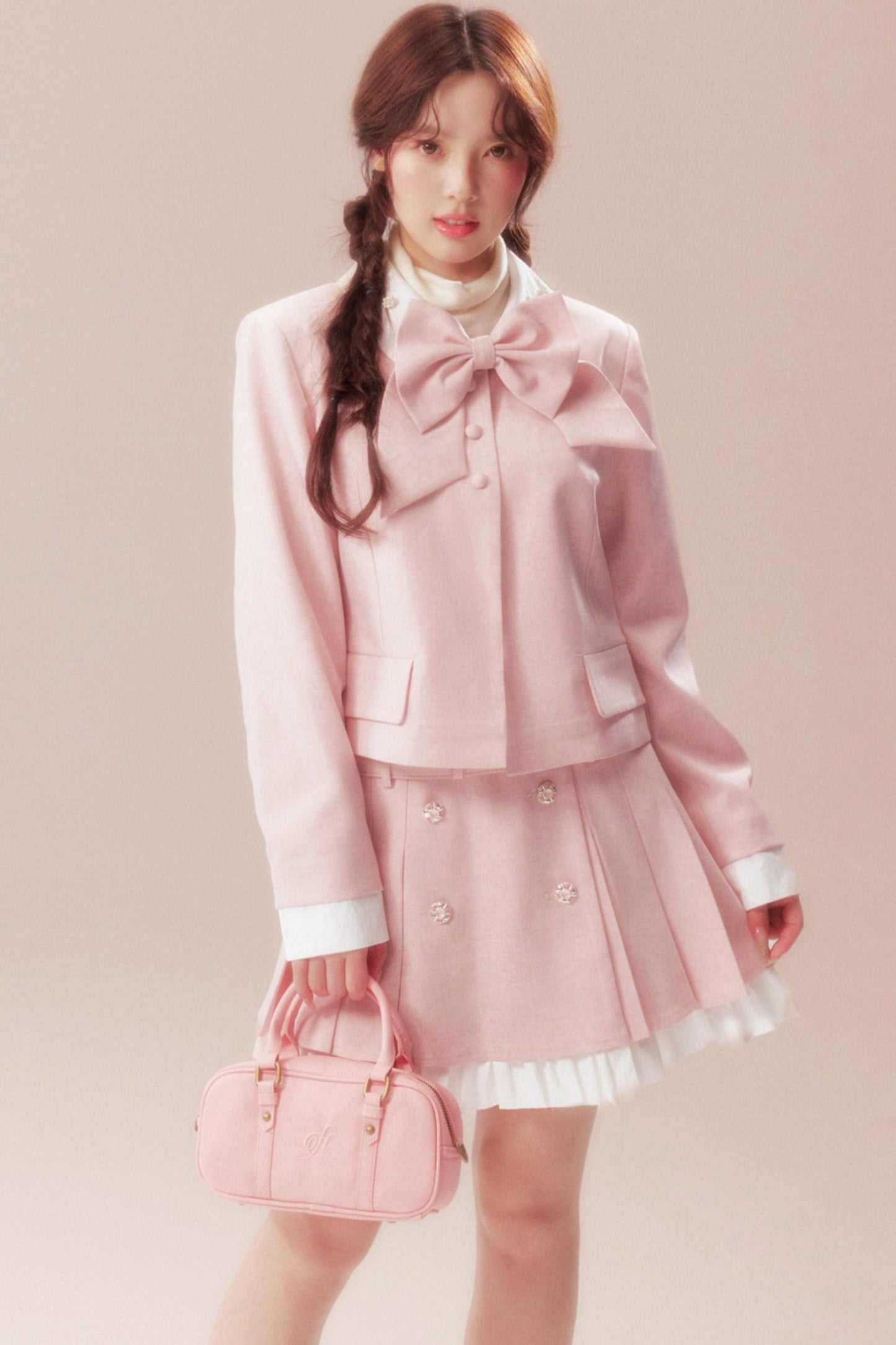 Eden Garden Pink Jacket + High Waist A-line Skirt