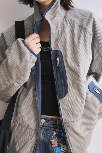 リバーシブルスタンドカラールーズジャケット