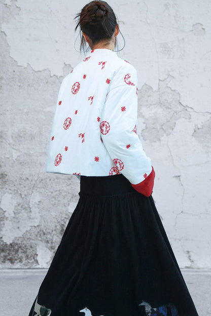 Embroidered Color Blocking Quilted Jacket