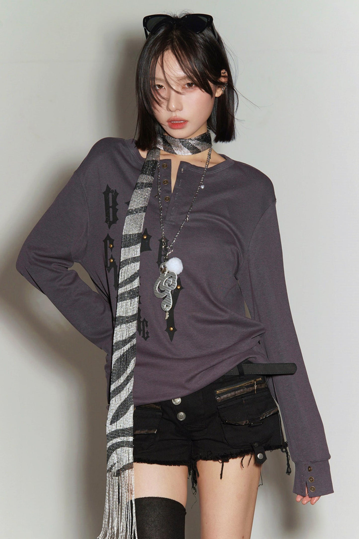 Lyocell Henley Collar Top