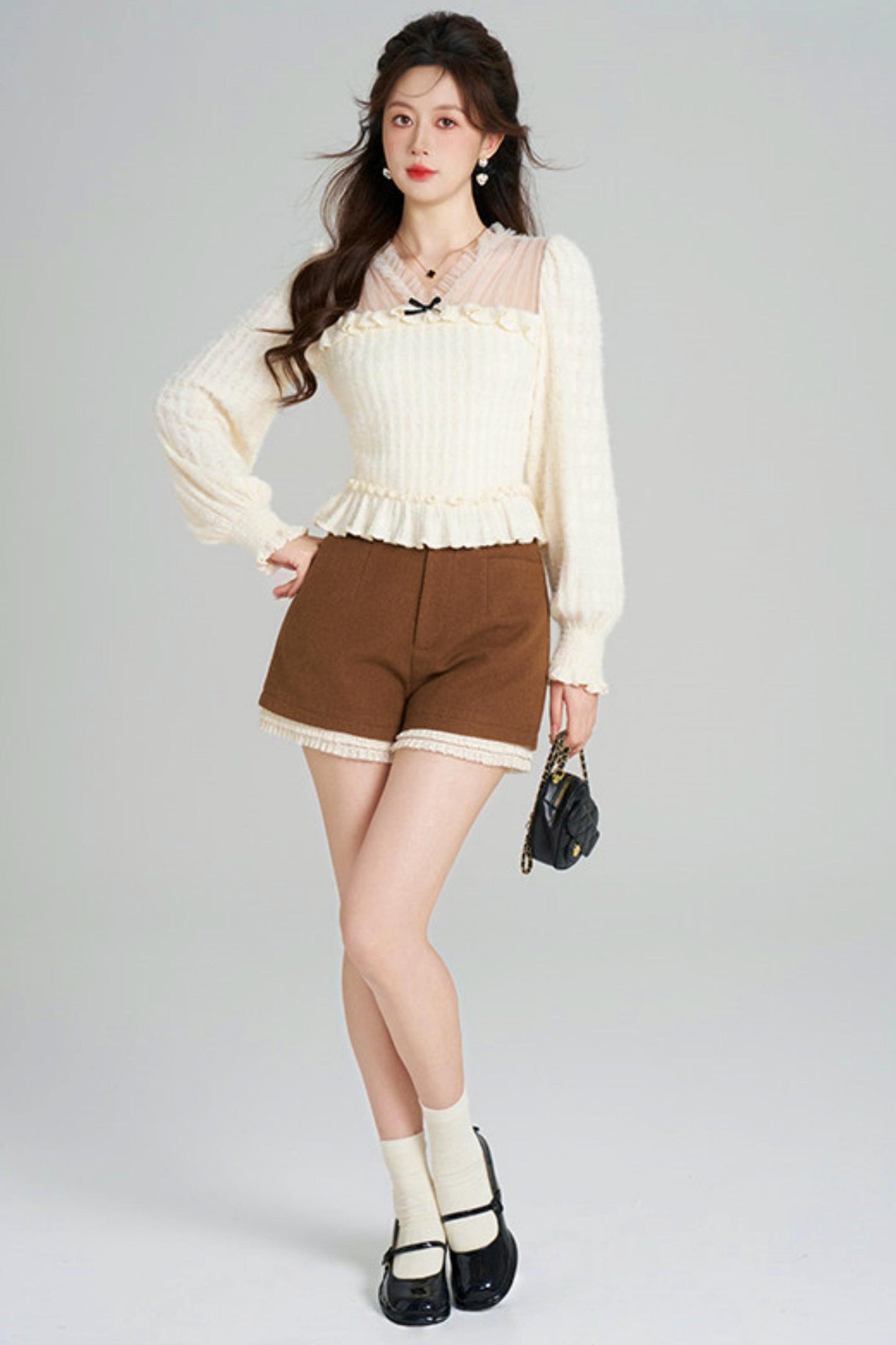 Unique Plush V-Neck Blouse