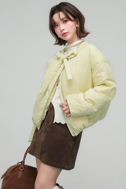 リボンショートダウンジャケット