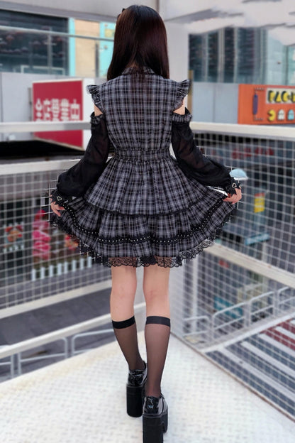 Elegantes Dark Kawaii Kleid + Kopfschmuck
