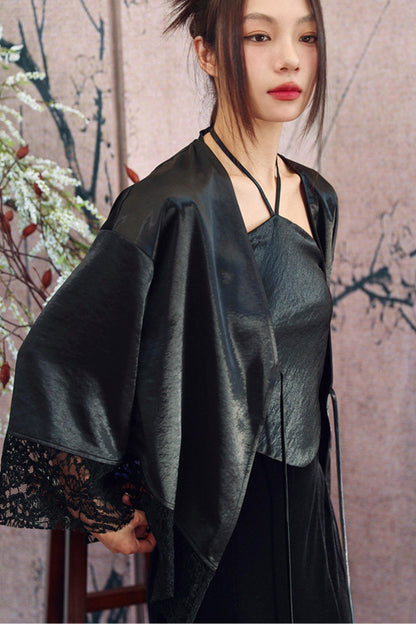 Dark Lace Satin Gown
