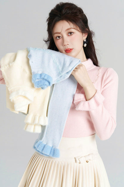 French Slim Stand Collar Top