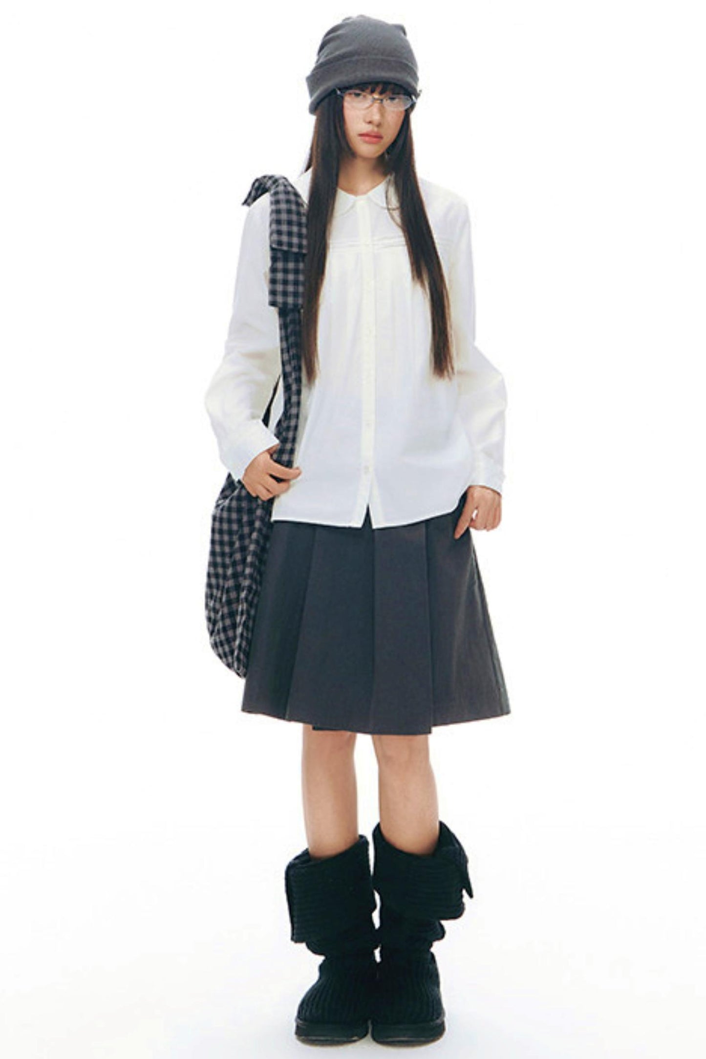 ドールカラープリーツコットンブラウス