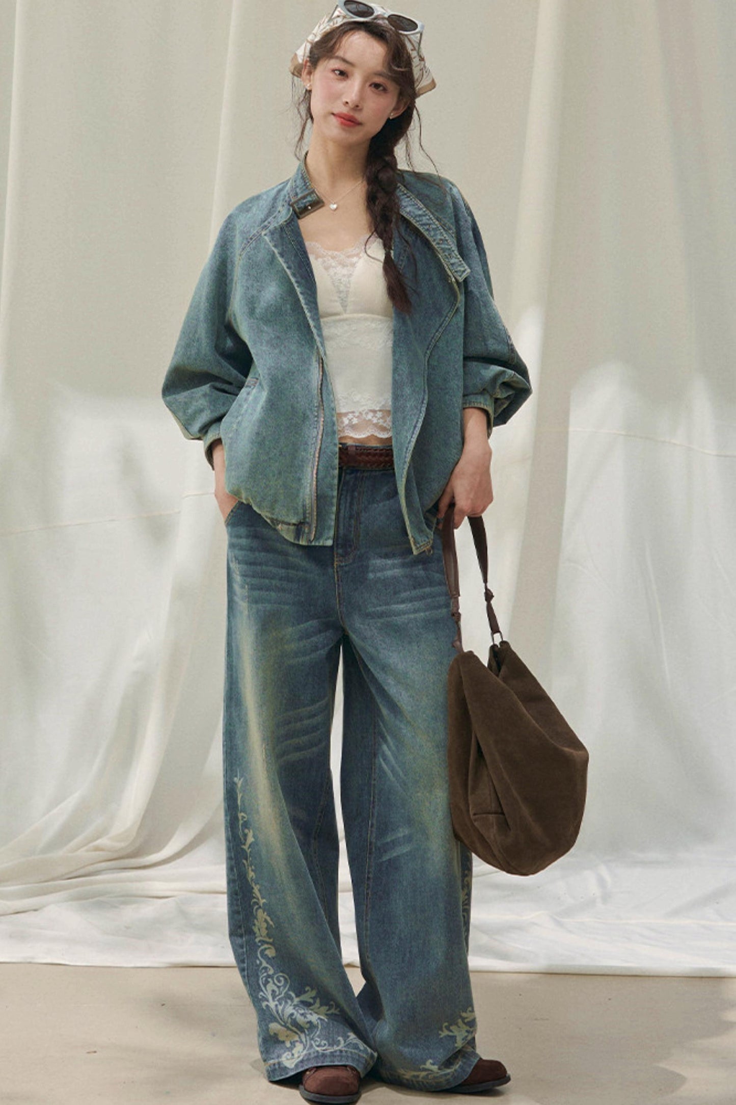 Laser Embossed Vintage Jeans