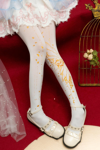 Gothische transparente Strumpfhose mit Schmetterlingsmotiv