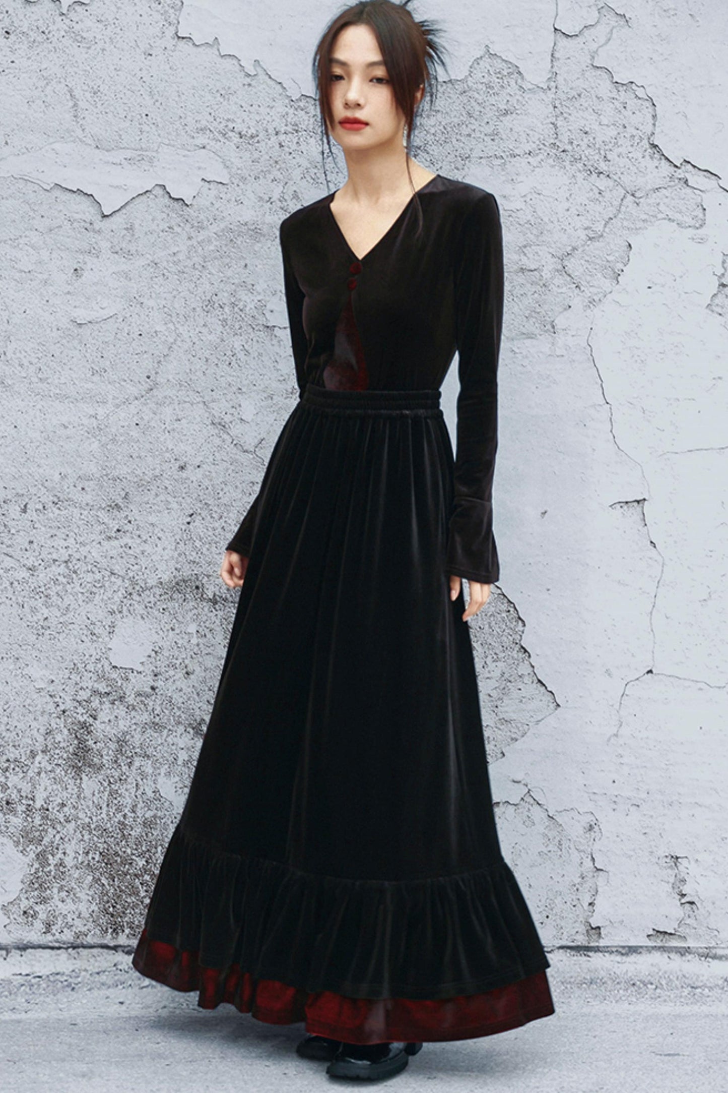 ゴシックベルベットベルスリーブブラウス