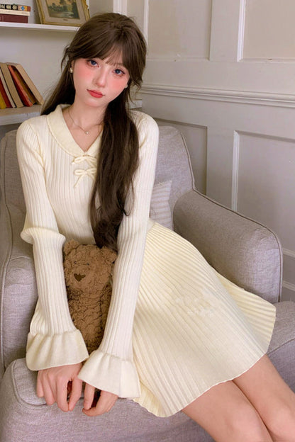 プリーツスイートニットドレス