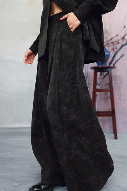 Camicia con colletto alla coreana sfumata nero scuro + pantaloni