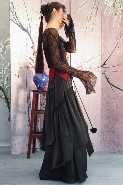 Dark Romantic Satin Skirt