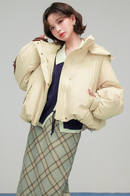 オートミールショートダウンジャケット