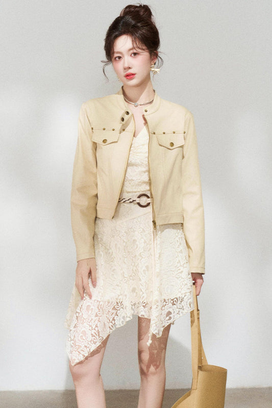 Khaki Denim Cropped Jacket