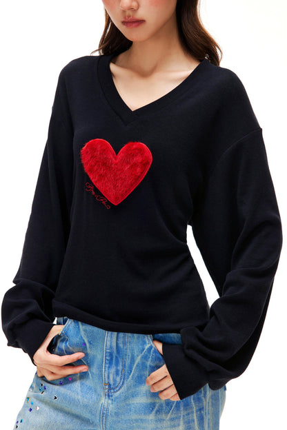 Love Heart V Neck Top