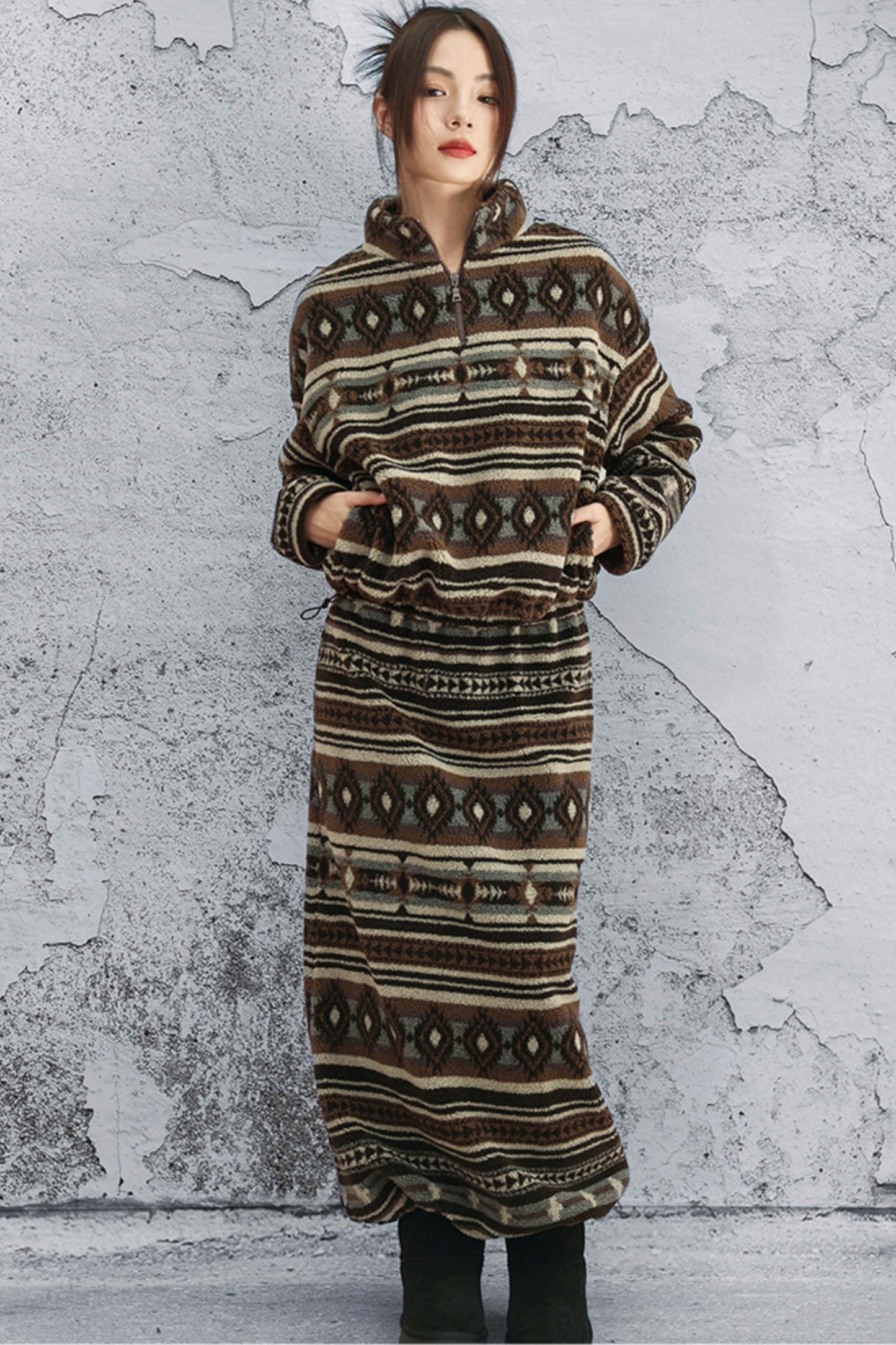 レトロドローストリングファースカート