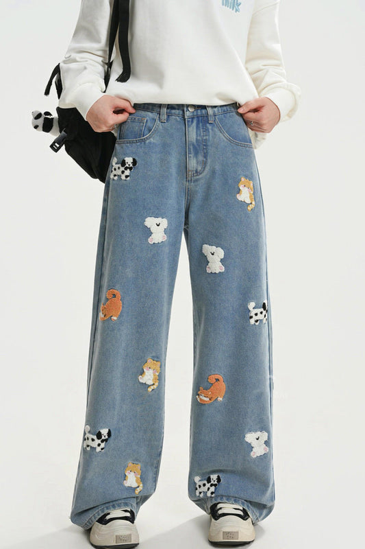 Süße Tier-Applikations-Jeans