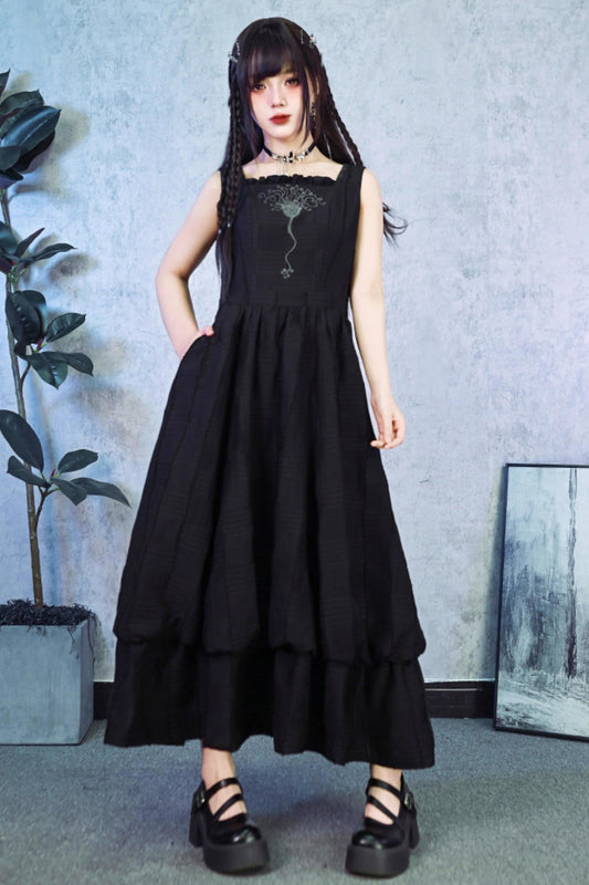 Decadent Floral Embroidered Tiered Dress