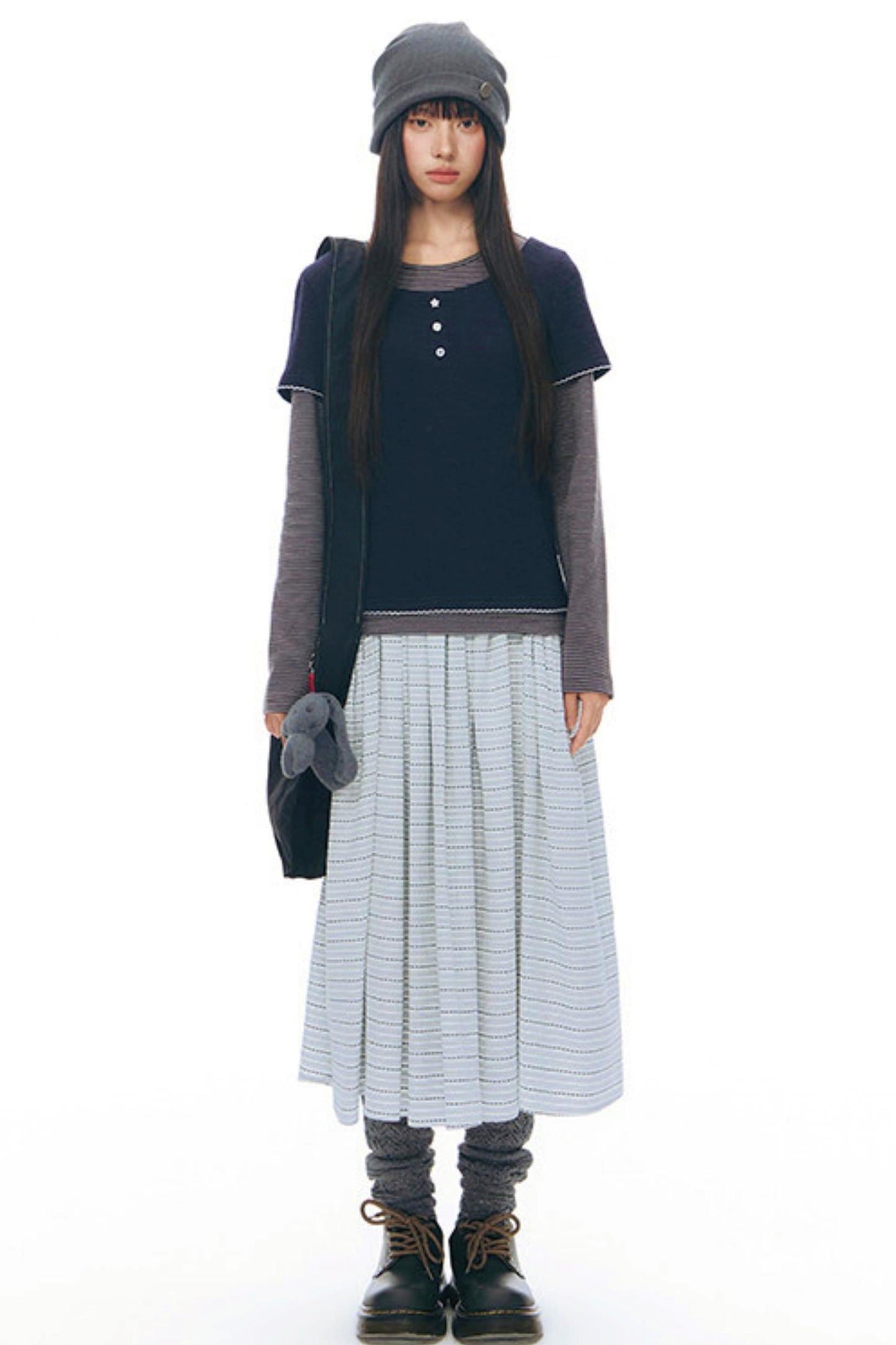 チェックレトロミディスカート